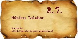 Mátits Talabor névjegykártya